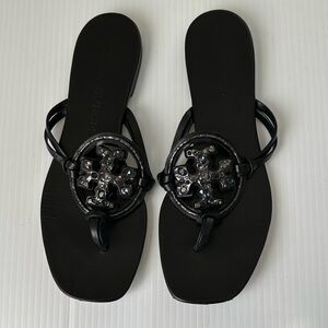 Tory Burch Jeweled Miller Sandals Perfect Black, 9.5